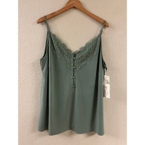Grace & Lace Sage Green Lace Trim Camisole Tank Top XL